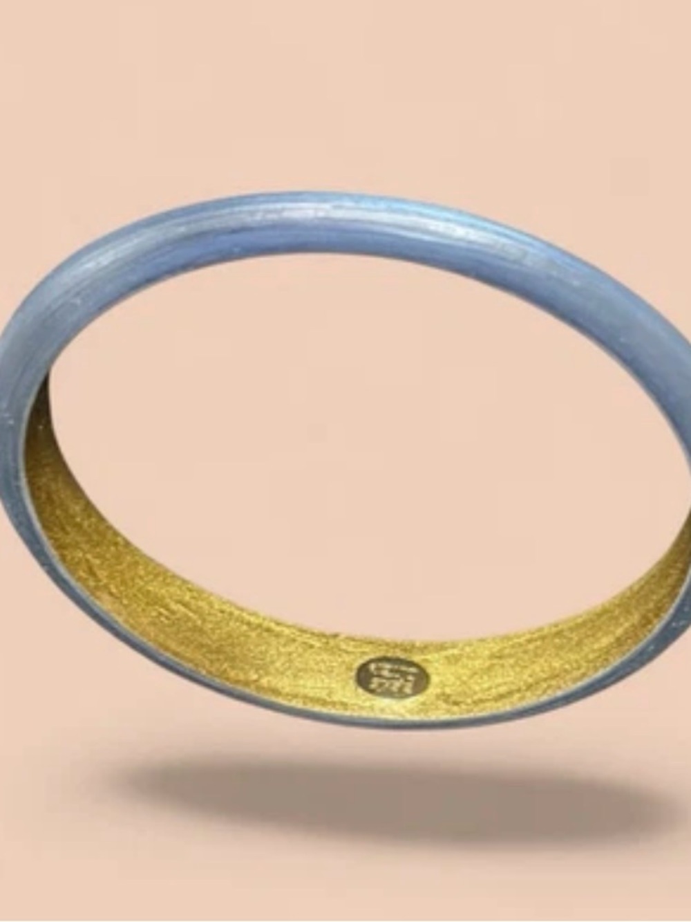 Alexis Bittar Blue Lucite Bangle Bracelet Gold Interior, Signed, Size 8